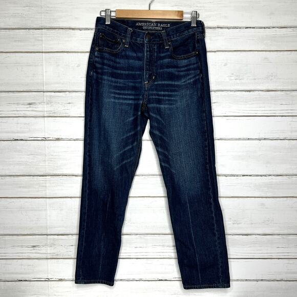 American Eagle Vintage Hi Rise Jeans Dark Wash Denim Size 8 - Picture 1 of 11